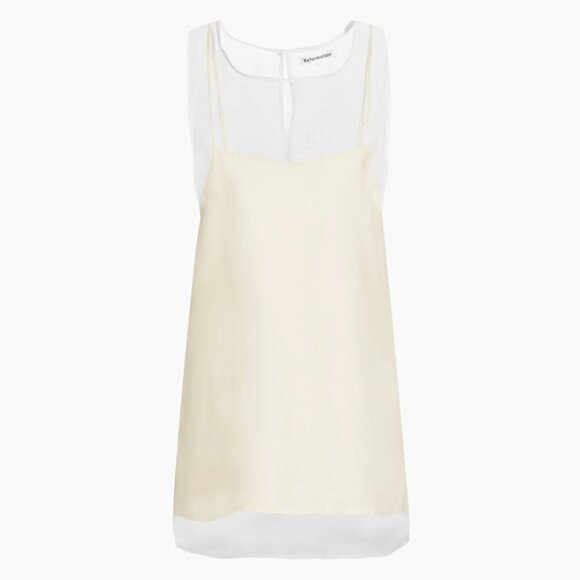 Reformation Vina Mesh Overlay Silk Minidress 4 Ivory - Picture 2 of 12